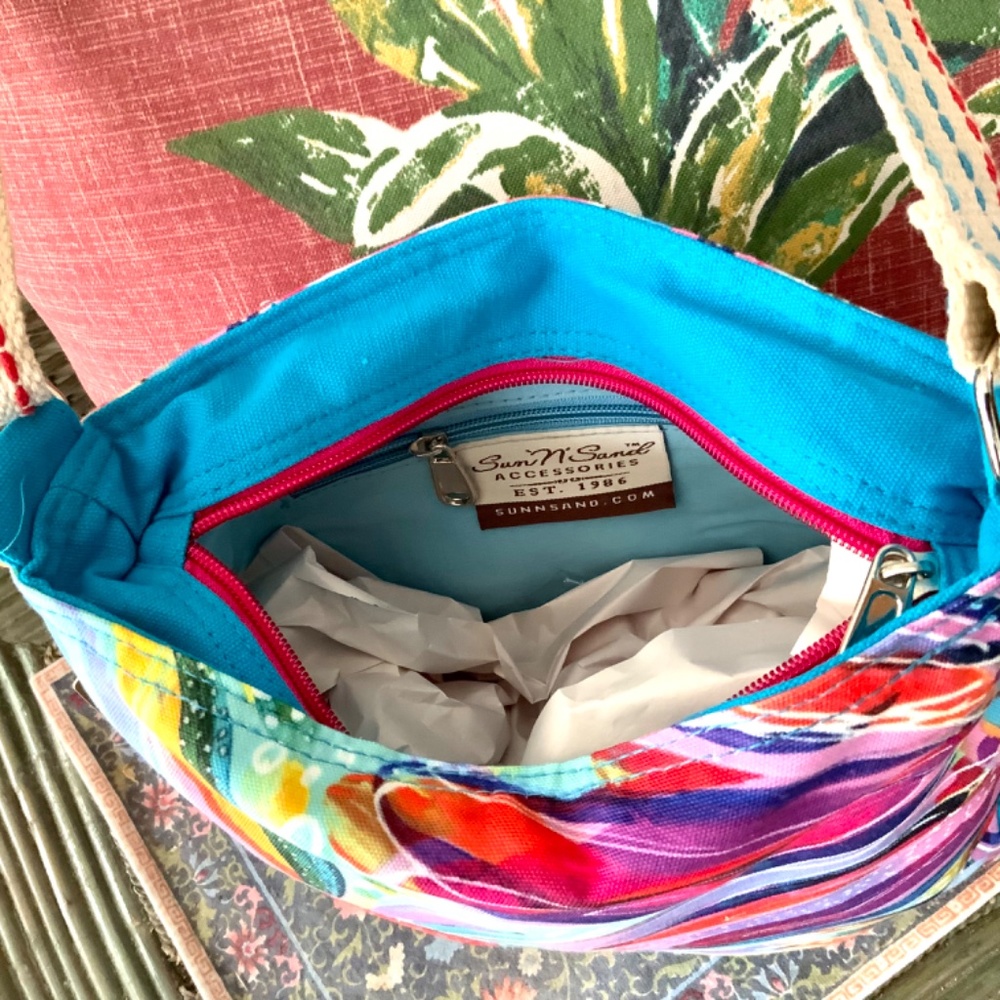 FLORAL MULTI COLOR SUMMER HANDBAG - CROSSBODY/SHOULDER BAG NWT “Art-to-Wear - Picture 7 of 15